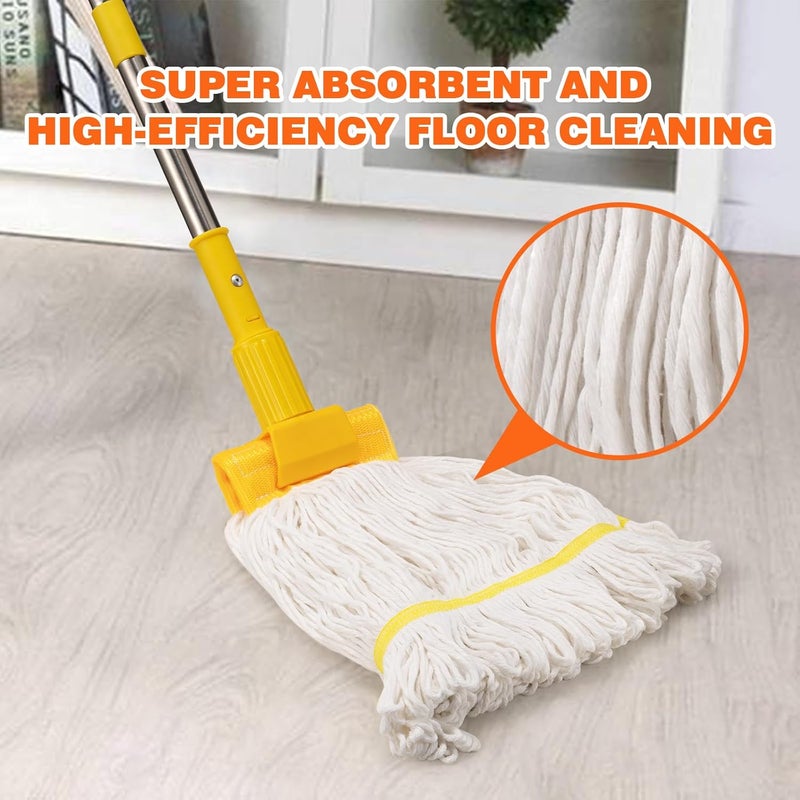 Conliwell Professional Commercial Heavy Duty Mop,Clip Type Mop with 48" Long Handle,Cotton Wet Industrial Mops for Floor Cleaning,Home,Kitchen,Office,Garage and Concrete Tile Floor - Image 2